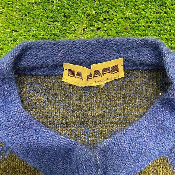 Abstract Vintage 80s Wool Cardigan Sweater - Picture 3 of 4